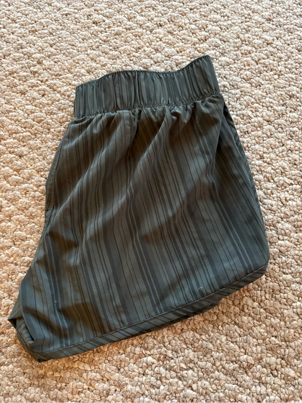 Athleta Olive Green Striped Athletic Shorts